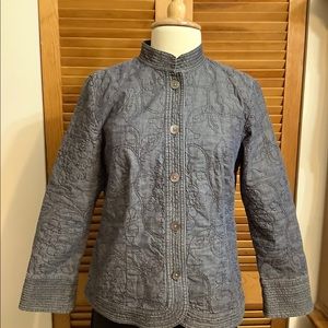 J.Jill Embroidered Chambray Denim Button-Up Jacket